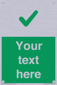 Custom green background, green tick sign